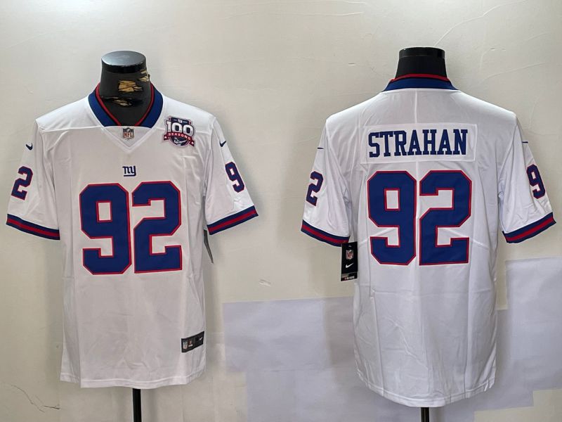 Men New York Giants #92 Strahan White 2024 Nike Vapor Limited NFL Jersey style 2